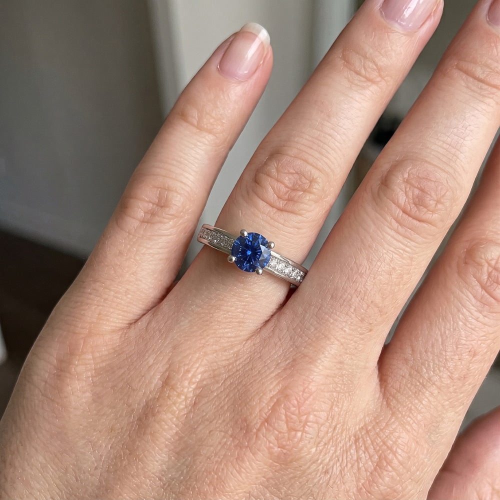 1.65 Ct Round Real Blue Natural Earth Mined Diamond Engagement Ring Gemstone