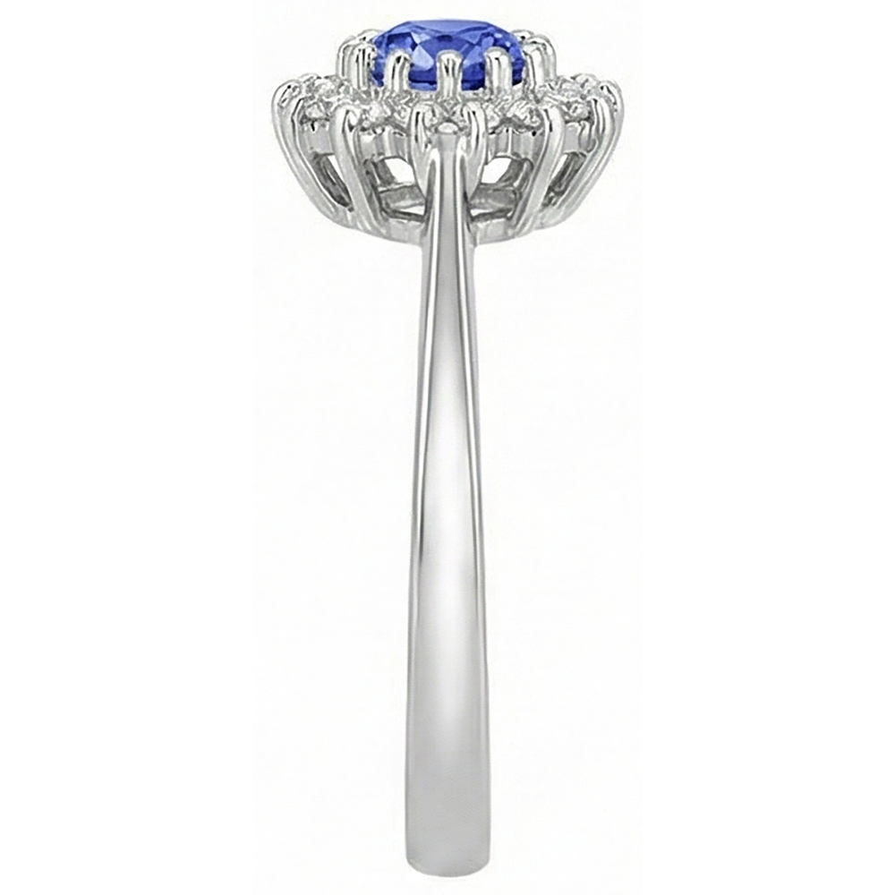 1.65 Ct Tanzanite And Natural Earth Mined Diamond Flower Style Wedding Ring White Gold 14K