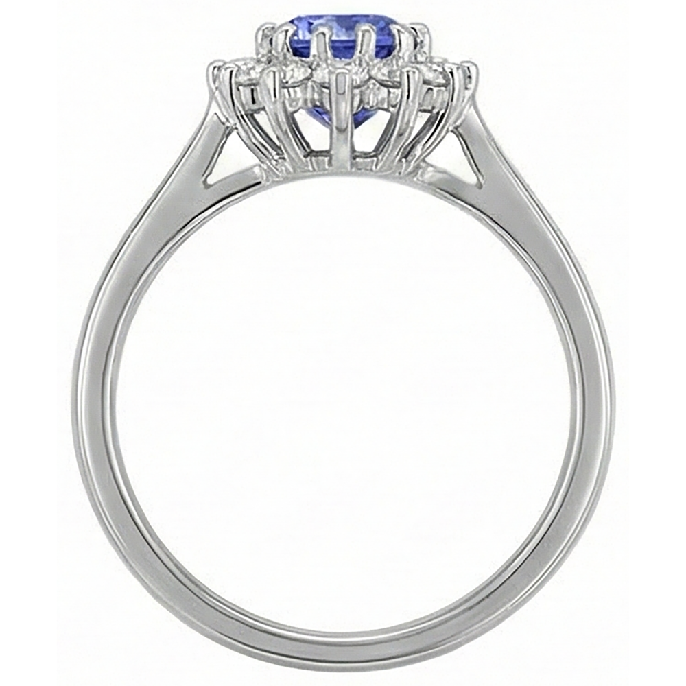 1.65 Ct Tanzanite And Natural Earth Mined Diamond Flower Style Wedding Ring White Gold 14K