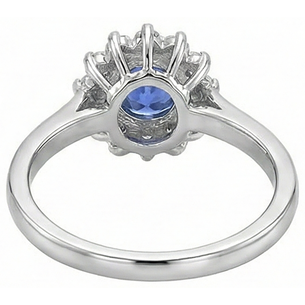 1.65 Ct Tanzanite And Natural Earth Mined Diamond Flower Style Wedding Ring White Gold 14K
