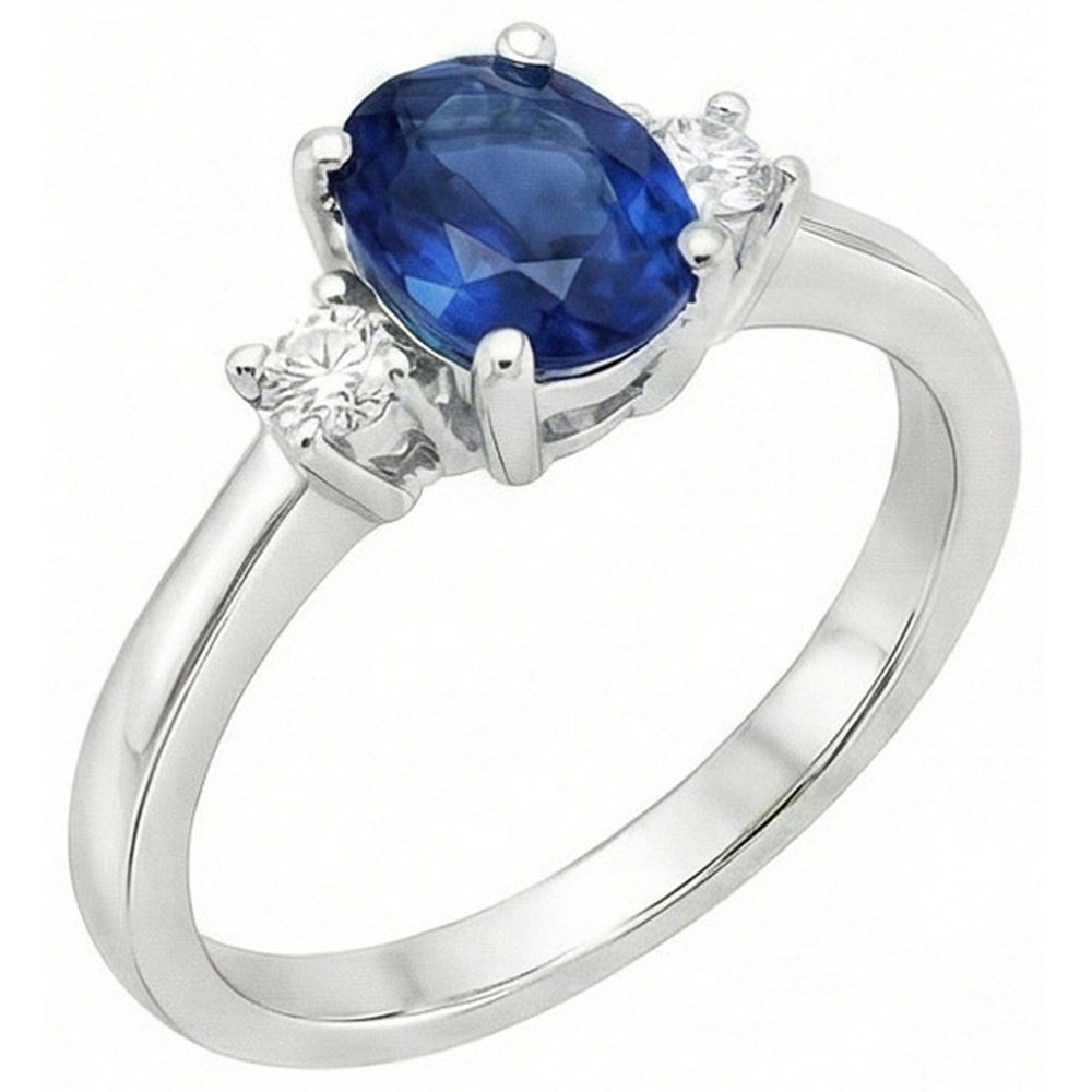 1.70 Carats Ceylon Sapphire Natural Earth Mined DIAMOND ( NOT LAB GROWN )s Ring White Gold 14K