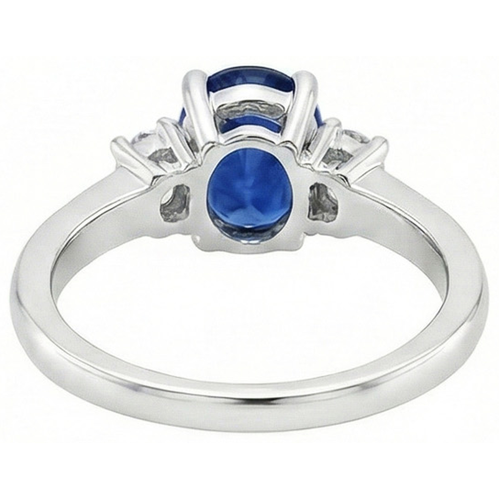 1.70 Carats Ceylon Sapphire Natural Earth Mined DIAMOND ( NOT LAB GROWN )s Ring White Gold 14K