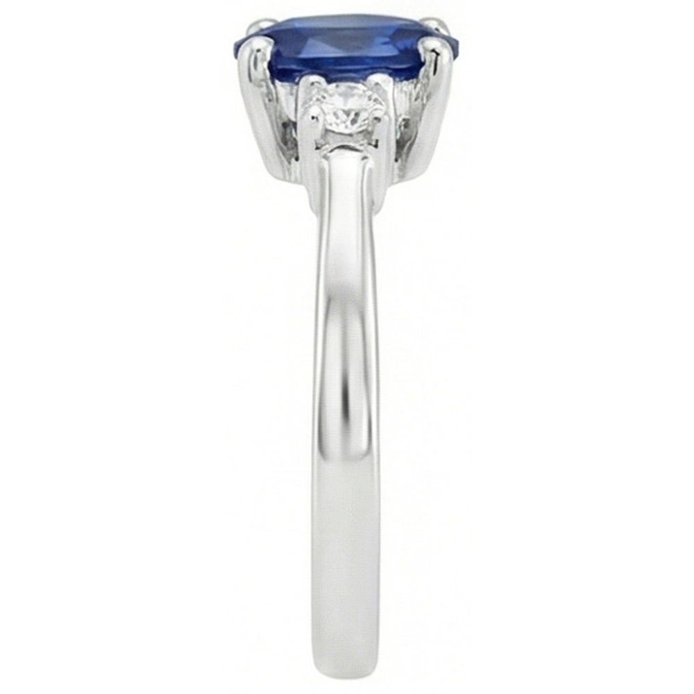 1.70 Carats Ceylon Sapphire Natural Earth Mined DIAMOND ( NOT LAB GROWN )s Ring White Gold 14K