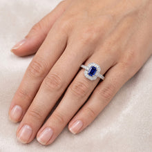 1.70 Carats Emerald Cut Ceylon Sapphire Natural Earth Mined DIAMOND ( NOT LAB GROWN ) Ring White Gold 14K