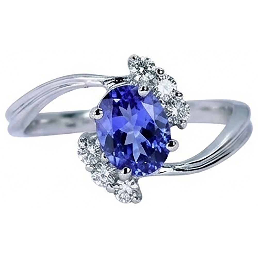 1.75 Carat Oval Tanzanite & Round Natural Earth Mined DIAMOND ( NOT LAB GROWN )s Ring Gemstone Jewellery