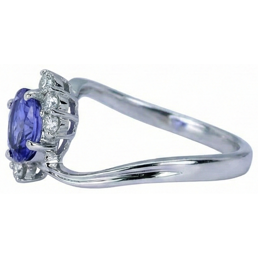 1.75 Carat Oval Tanzanite & Round Natural Earth Mined DIAMOND ( NOT LAB GROWN )s Ring Gemstone Jewellery