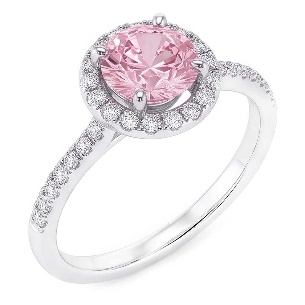 1.75 Carats Pink Sapphire & Natural Earth Mined Diamond Gemstone Engagement Ring
