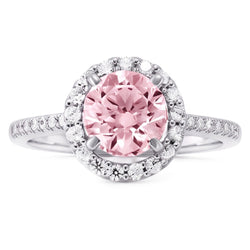 1.75 Carats Pink Sapphire & Natural Earth Mined Diamond Gemstone Engagement Ring