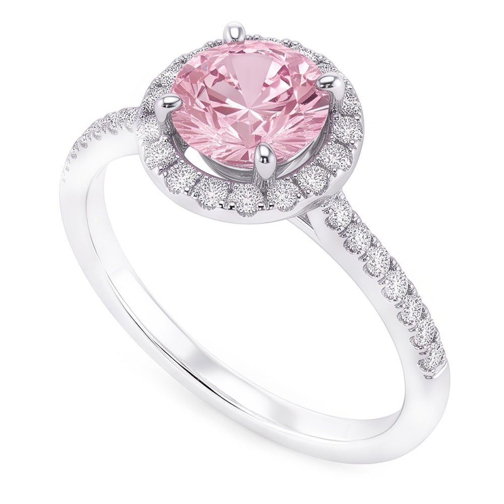1.75 Carats Pink Sapphire & Natural Earth Mined Diamond Gemstone Engagement Ring