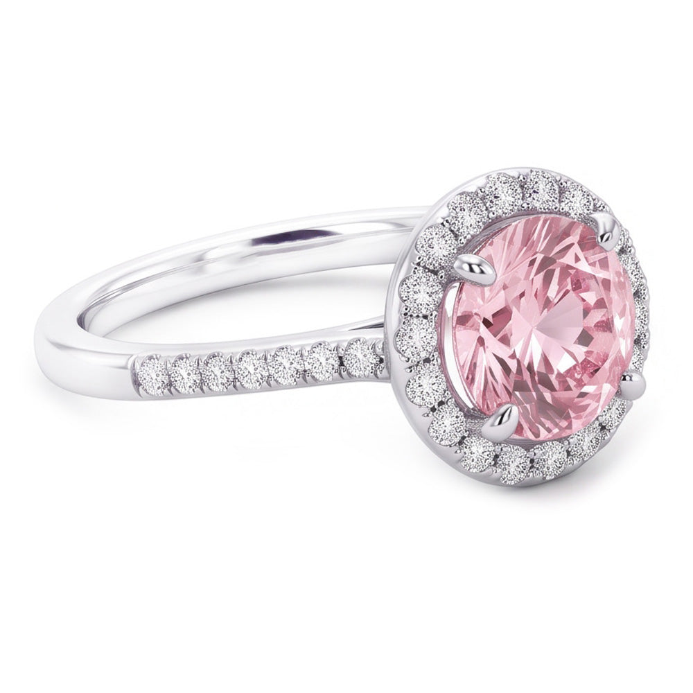 1.75 Carats Pink Sapphire & Natural Earth Mined Diamond Gemstone Engagement Ring