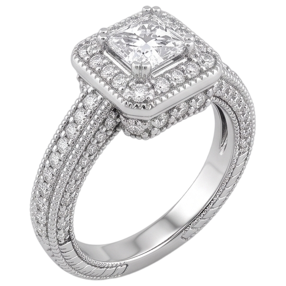 1.75 Carats Real Natural Earth Mined Diamond Engagement Ring Pave Setting Milgrain Jewellery New