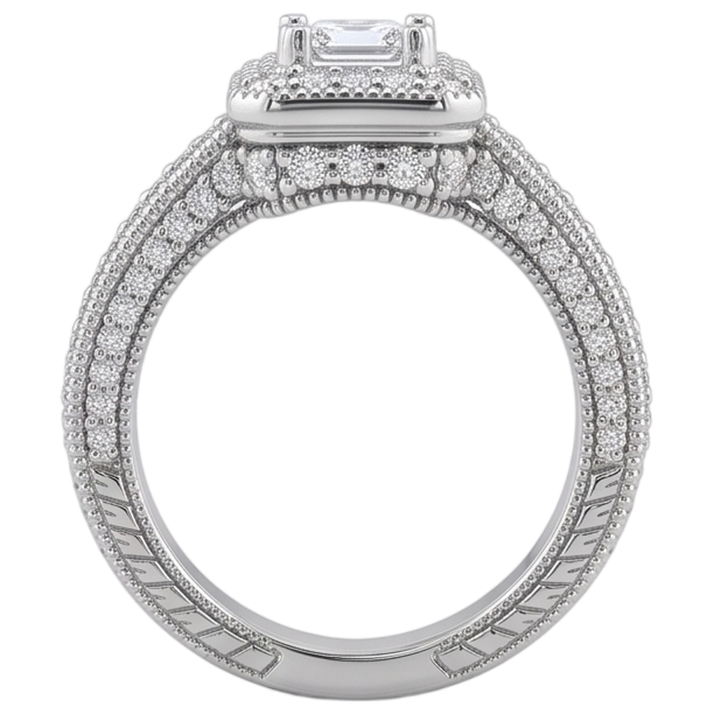 1.75 Carats Real Natural Earth Mined Diamond Engagement Ring Pave Setting Milgrain Jewellery New