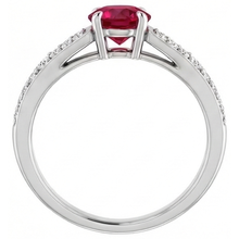 1.75 Carats Split Shank Round Ruby Ring White Gold 14K