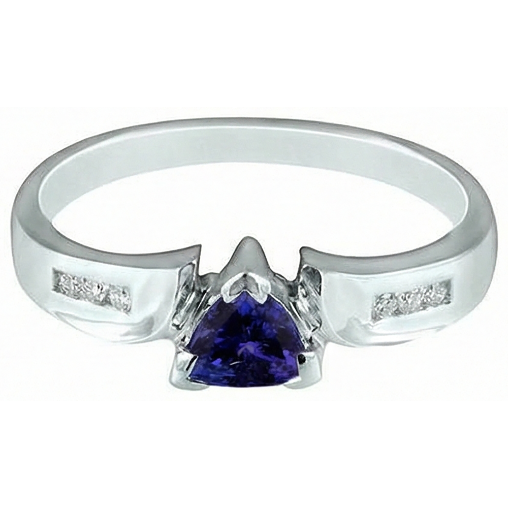 1.75 Carats Trillion AAA Tanzanite Natural Earth Mined DIAMOND ( NOT LAB GROWN )s Fancy Ring White Gold 14K