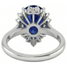 1.75 Ct Blue Pear Cut Sapphire With Natural Earth Mined Diamond Ring Lady Gold