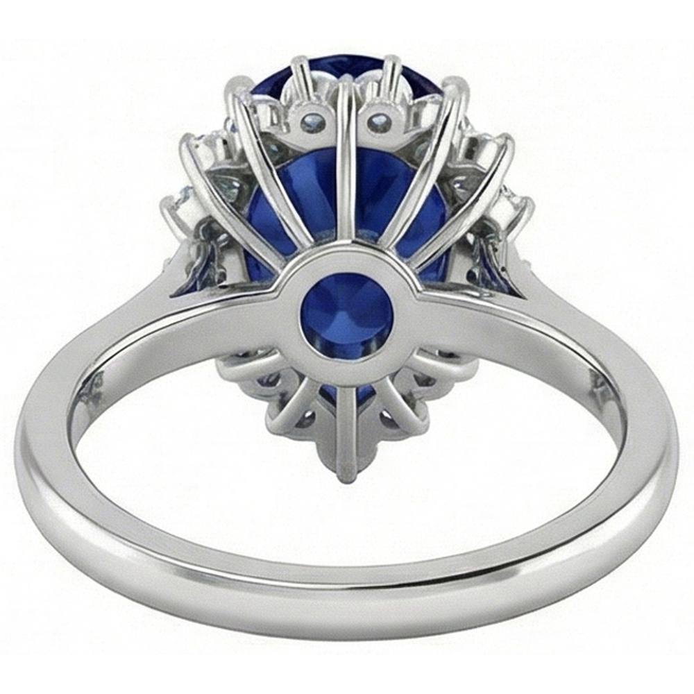 1.75 Ct Blue Pear Cut Sapphire With Natural Earth Mined Diamond Ring Lady Gold