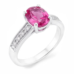 1.75 Ct Oval Pink Sapphire Natural Earth Mined Diamond Vintage Style Wedding Ring Gold