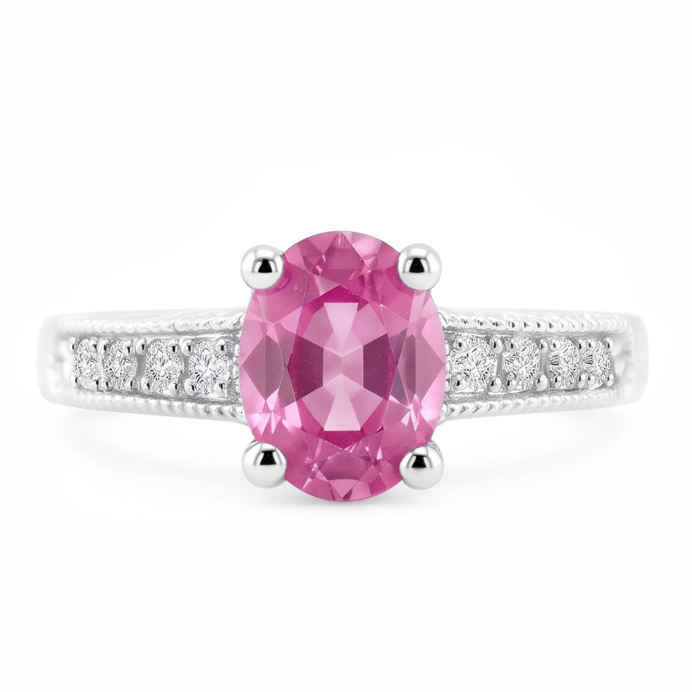 1.75 Ct Oval Pink Sapphire Natural Earth Mined Diamond Vintage Style Wedding Ring Gold