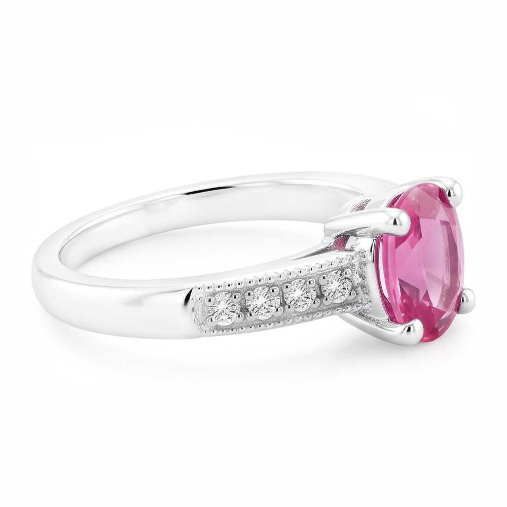 1.75 Ct Oval Pink Sapphire Natural Earth Mined Diamond Vintage Style Wedding Ring Gold
