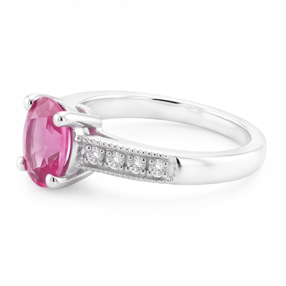 1.75 Ct Oval Pink Sapphire Natural Earth Mined Diamond Vintage Style Wedding Ring Gold