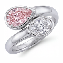 Lab Grown Pink Diamond 1.75 Carat Oval Bypass Ring 14K White Gold
