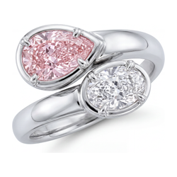 Lab Grown Pink Diamond 1.75 Carat Oval Bypass Ring 14K White Gold
