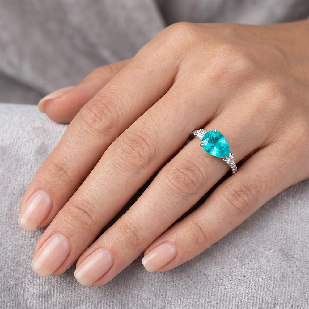 1.75 ct Paraiba Tourmaline Precious Stone Ring in 14K White Gold