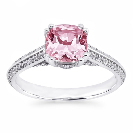 1.76 Carats Round Pink Sapphire Center Anniversary Gemstone Ring