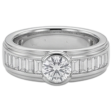 1.85 Carats Natural Earth Mined Diamond White Gold 14K Men's Ring Half Bezel Set