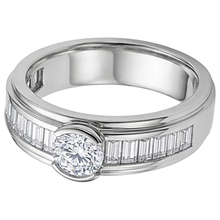 1.85 Carats Natural Earth Mined Diamond White Gold 14K Men's Ring Half Bezel Set