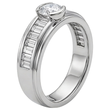 1.85 Carats Natural Earth Mined Diamond White Gold 14K Men's Ring Half Bezel Set
