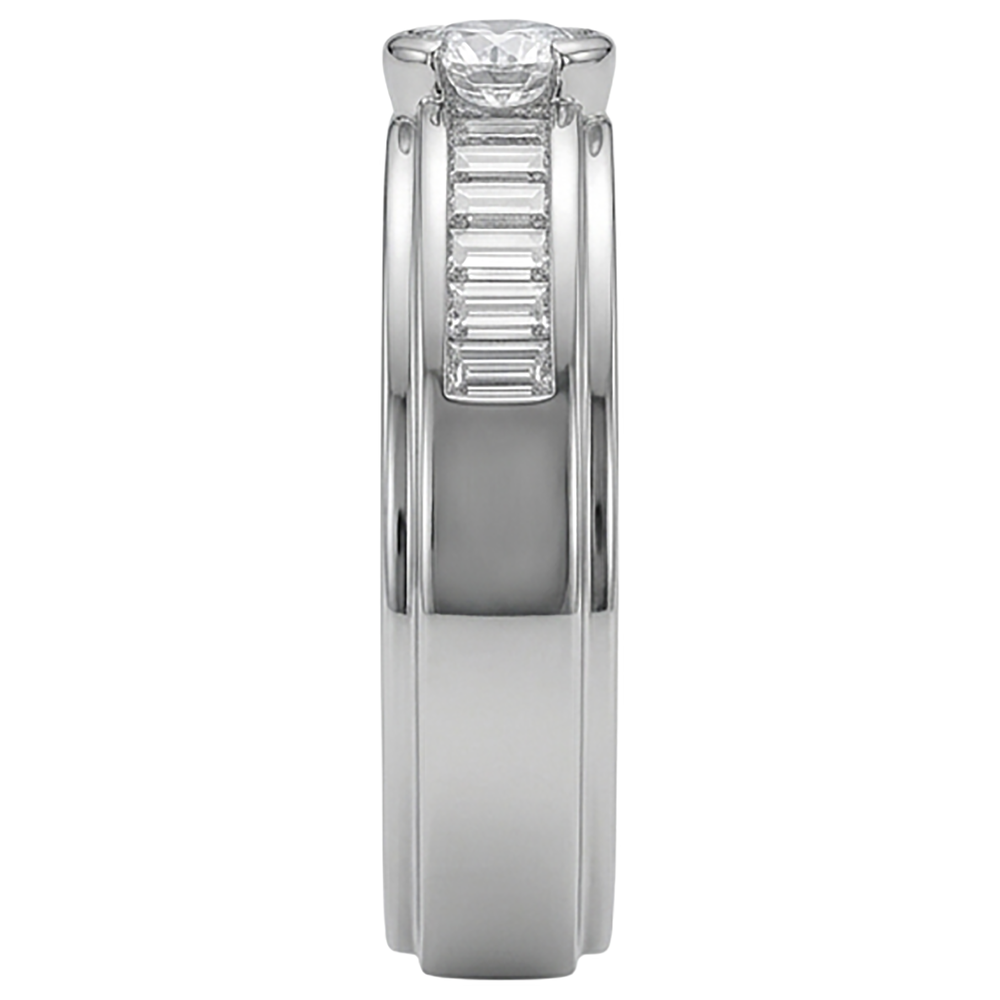 1.85 Carats Natural Earth Mined Diamond White Gold 14K Men's Ring Half Bezel Set