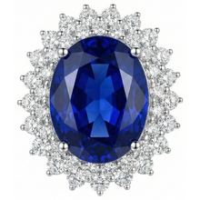 1.85 Carats Oval Cut Blue Tanzanite And Natural Earth Mined Diamond Anniversary Ring