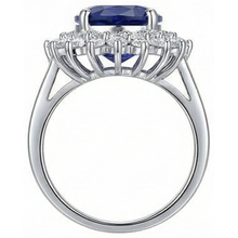 1.85 Carats Oval Cut Blue Tanzanite And Natural Earth Mined Diamond Anniversary Ring
