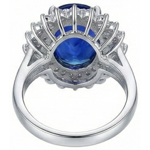1.85 Carats Oval Cut Blue Tanzanite And Natural Earth Mined Diamond Anniversary Ring