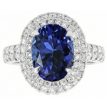 1.85 Carats Oval Cut Tanzanite And Natural Earth Mined Diamond Wedding Ring White Gold 14K