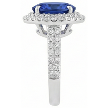 1.85 Carats Oval Cut Tanzanite And Natural Earth Mined Diamond Wedding Ring White Gold 14K