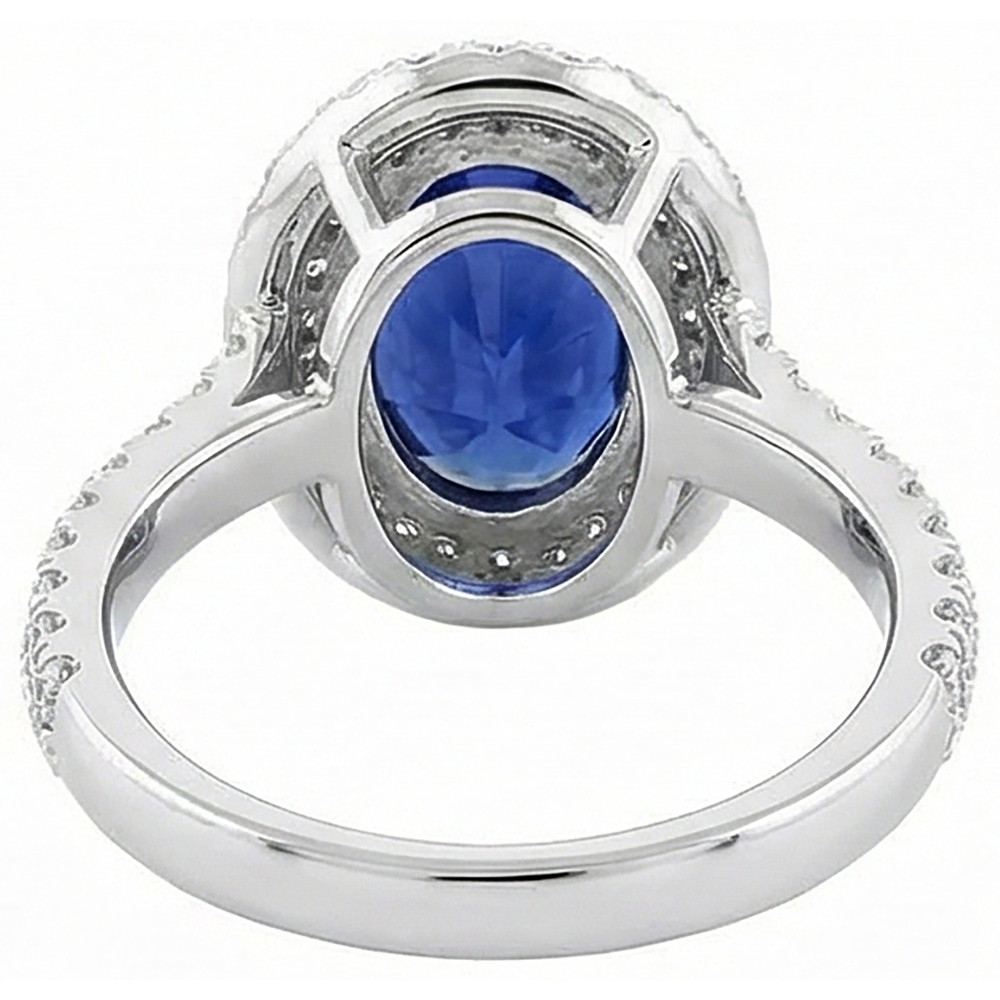 1.85 Carats Oval Cut Tanzanite And Natural Earth Mined Diamond Wedding Ring White Gold 14K