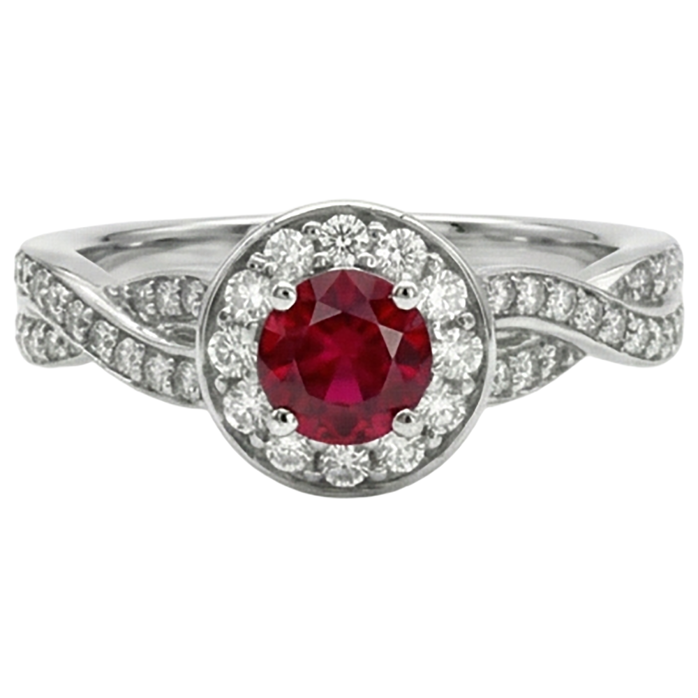 natural round ruby 1.85ct ring side angle