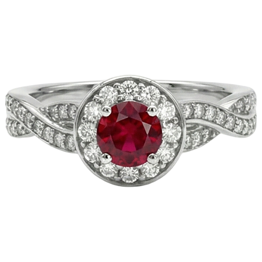 natural round ruby 1.85ct ring side angle