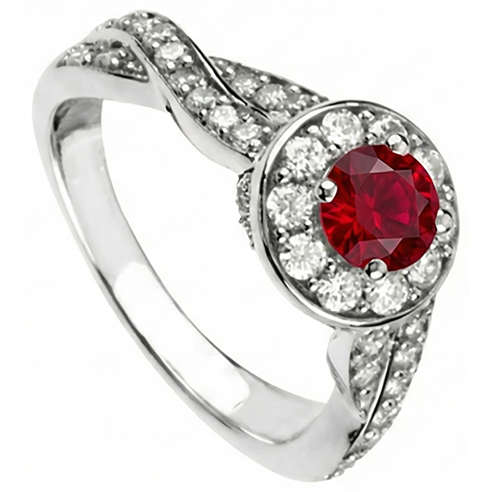 natural round ruby 1.85ct ring top view