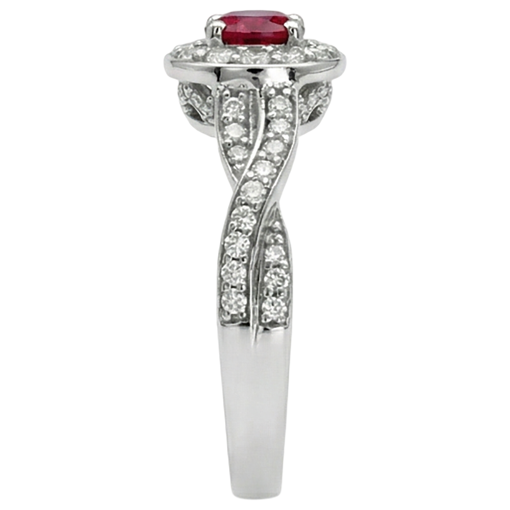 natural round ruby 1.85ct ring profile view