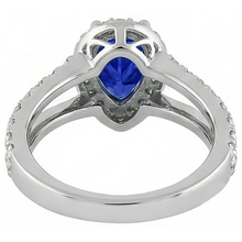1.85 Ct Blue Pear Cut Tanzanite With Natural Earth Mined Diamonds Ring White Gold