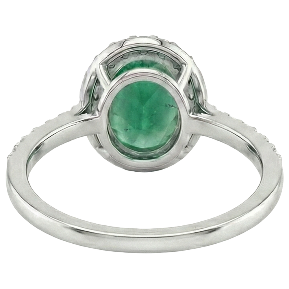 1.85 Ct Oval Cut Green Emerald With Natural Earth Mined Diamond Wedding Ring