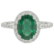 1.85 Ct Oval Cut Green Emerald With Natural Earth Mined Diamond Wedding Ring