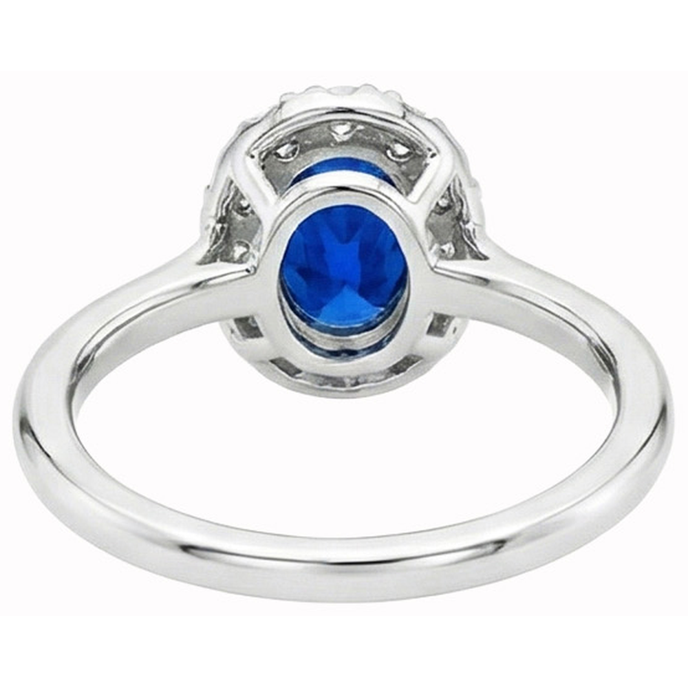 1.85 Ct Oval Round Cut Sri Lanka Sapphire Natural Earth Mined Diamond Ring