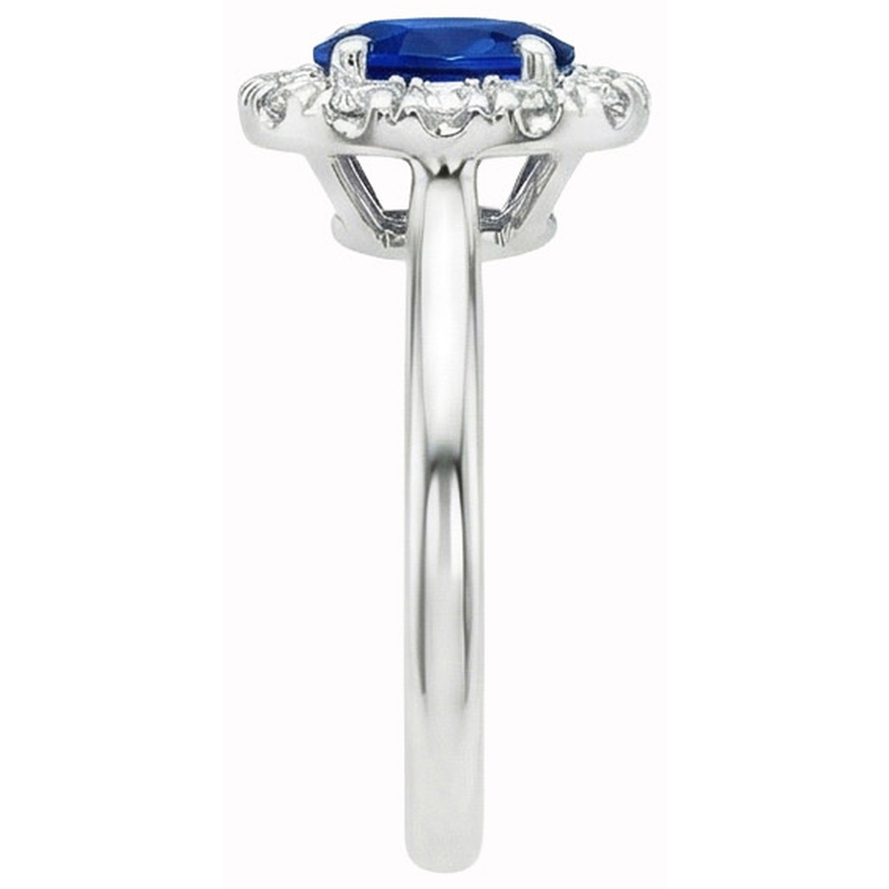 1.85 Ct Oval Round Cut Sri Lanka Sapphire Natural Earth Mined Diamond Ring