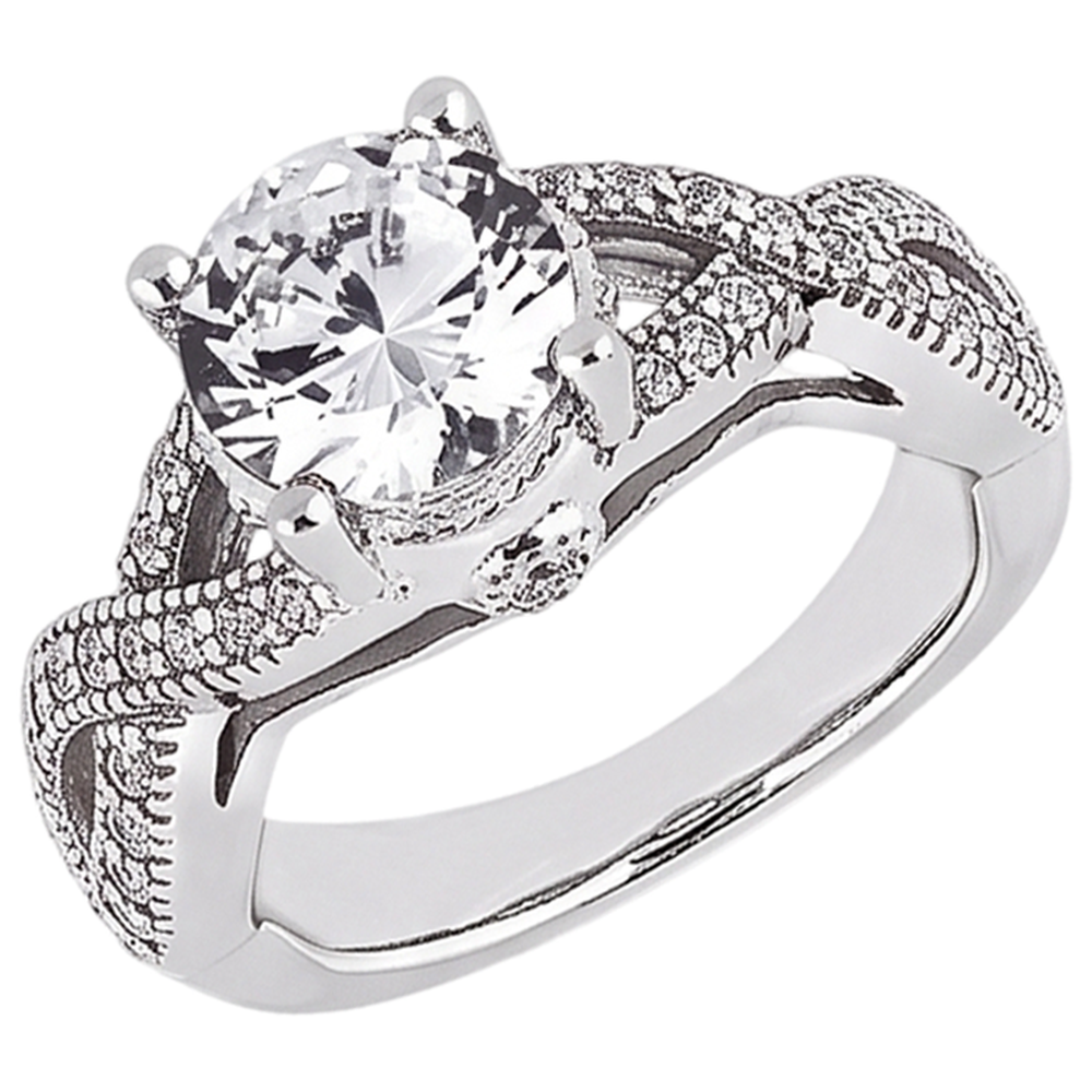 1.87 Carats Real Natural Earth Mined Diamond Engagement Ring Twisted Shank Round Cut