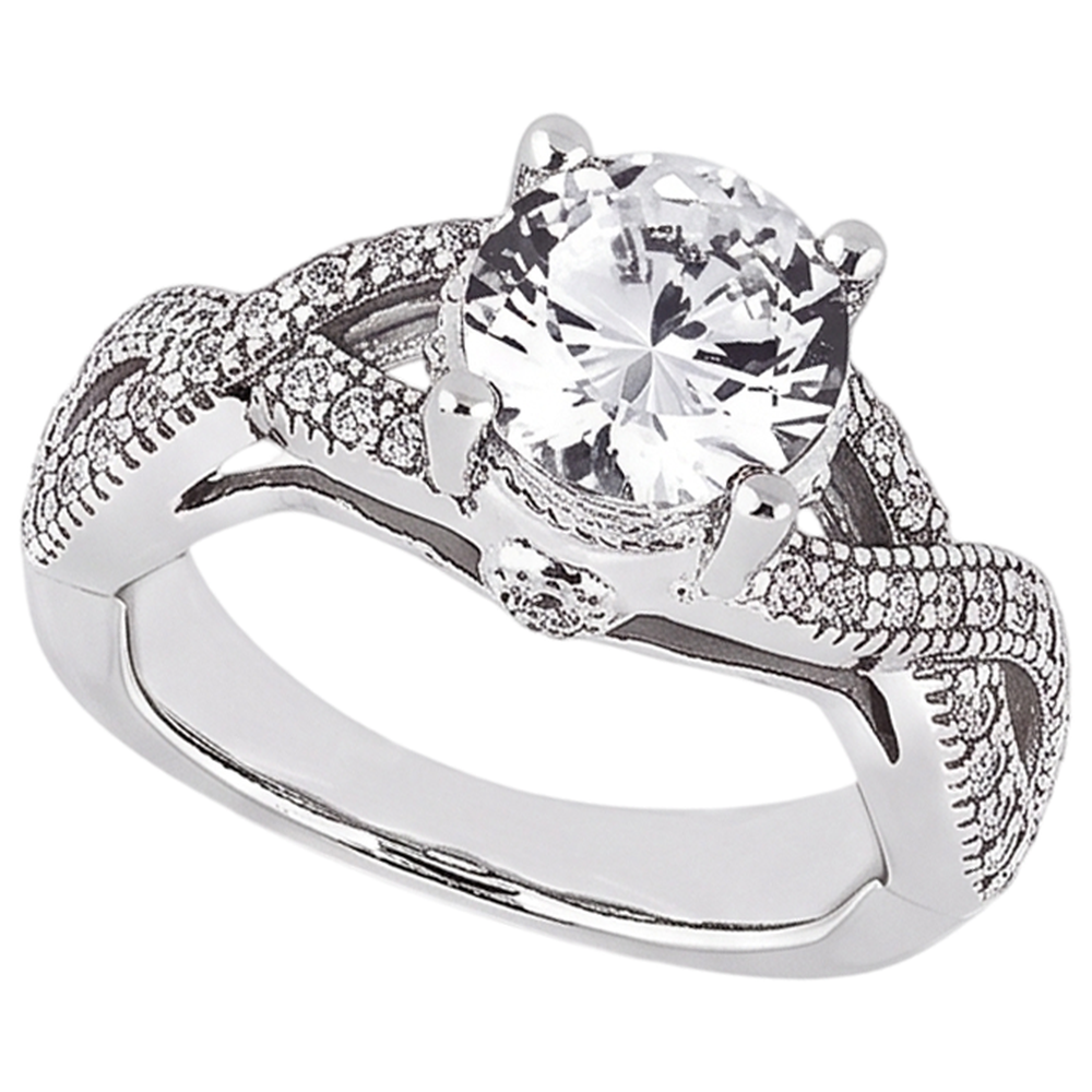1.87 Carats Real Natural Earth Mined Diamond Engagement Ring Twisted Shank Round Cut