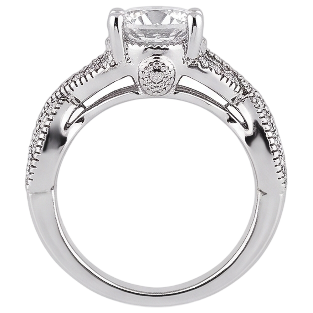 1.87 Carats Real Natural Earth Mined Diamond Engagement Ring Twisted Shank Round Cut